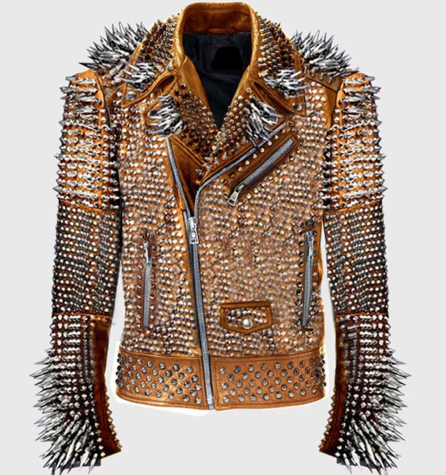 Heavy Metal Studded &amp; Spiked Leather Jacket