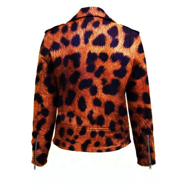 Leopard Print Cowhide Leather Jacket