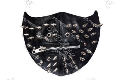 Obsidian Ritual Studded Leather Face Mask