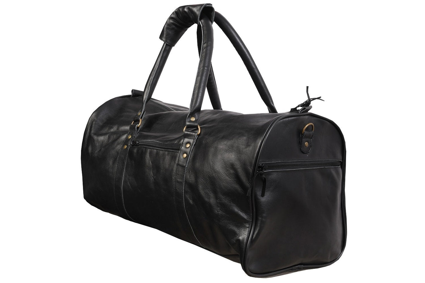 Noir Voyager Full-Grain Leather Weekender Travel Bag