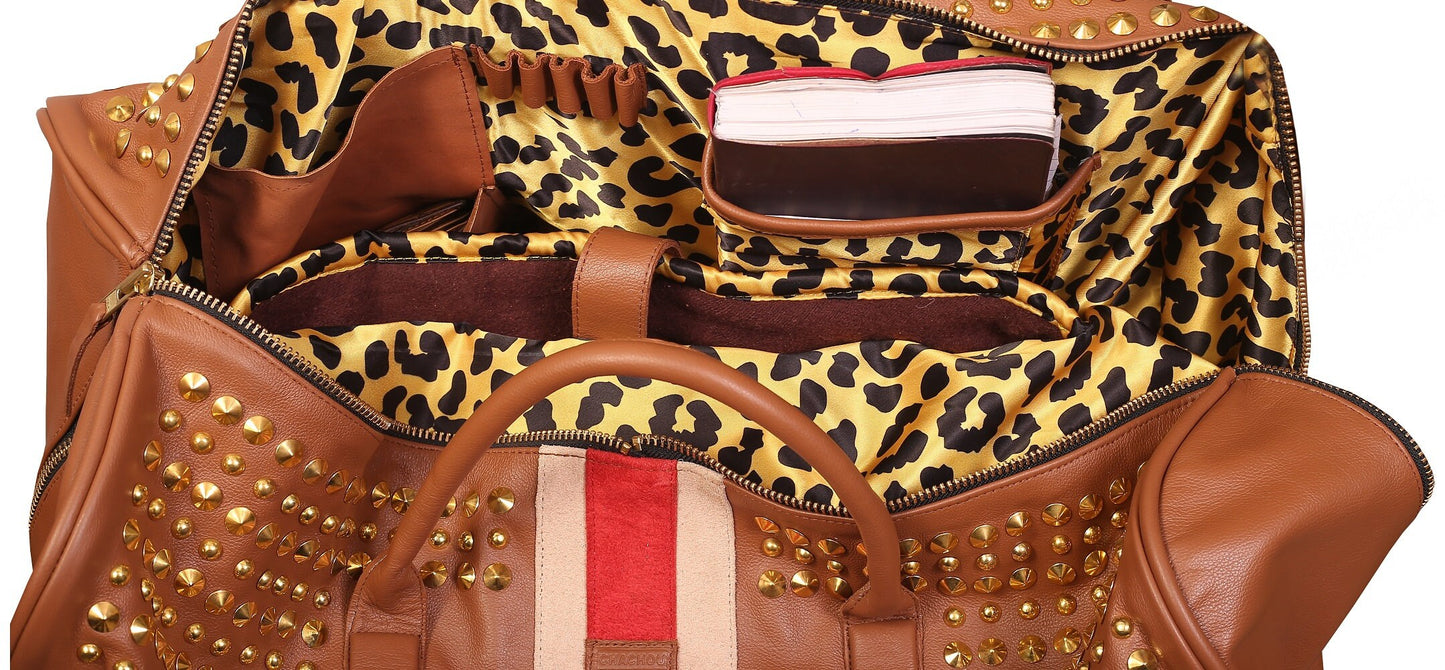 Sahara Forge Gold Studded Leather Weekender Tool Bag