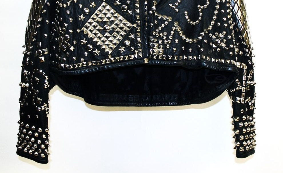 No.13 Heart Anarchy Studded Leather Biker Jacket