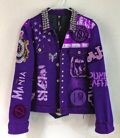 Shadow Rebellion Studded Punk Denim Jacket