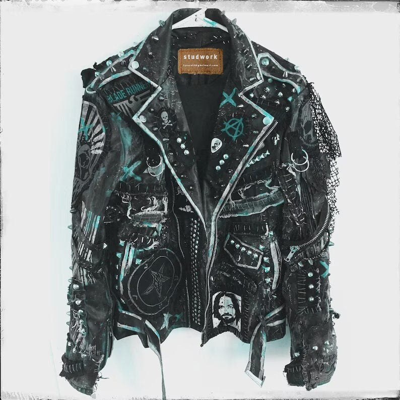 Punk Rock Patches Leather Jacket