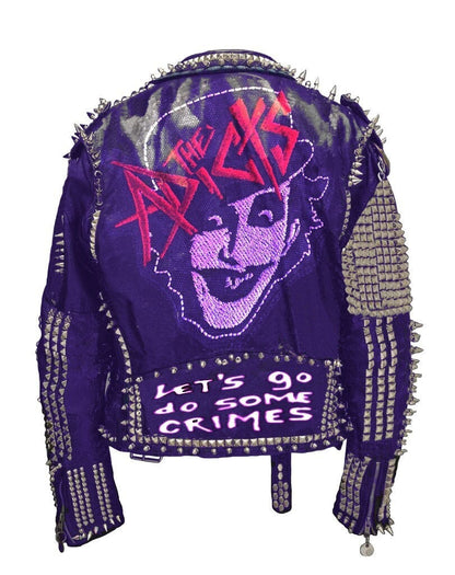 Violet Mosh Studded Leather Patch Jacket