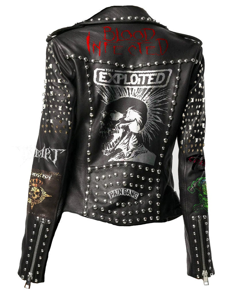 Dead Signal Riot Patchwork Studded Brando Jacket