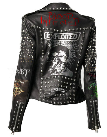 Dead Signal Riot Patchwork Studded Brando Jacket