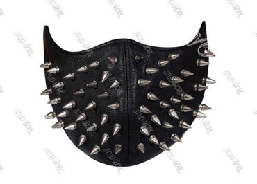 Silver Spiked Leather Face Mask