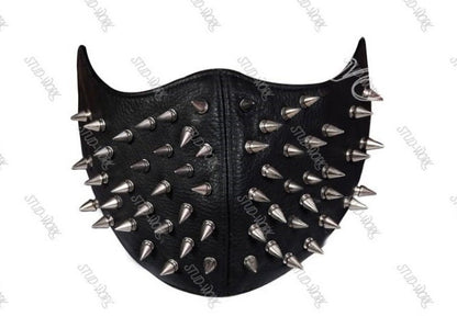 Silver Spiked Leather Face Mask