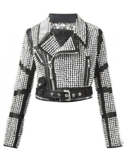Silver Studded Leather Jacket