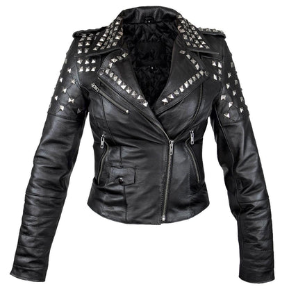 Obsidian Pyramid Studded Leather Biker Jacket