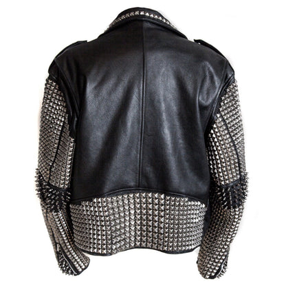 Black Riot Forge Studded Leather Biker Jacket