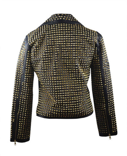 Silver Spike Shoulder Studded Button Jacket