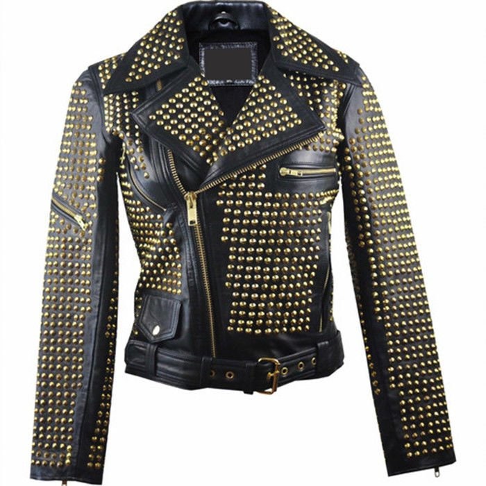 Silver Spike Shoulder Studded Button Jacket