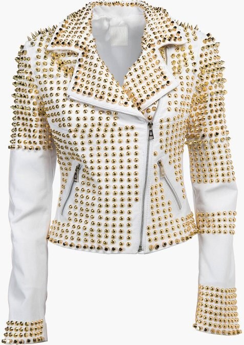 Woman White Leather Jacket