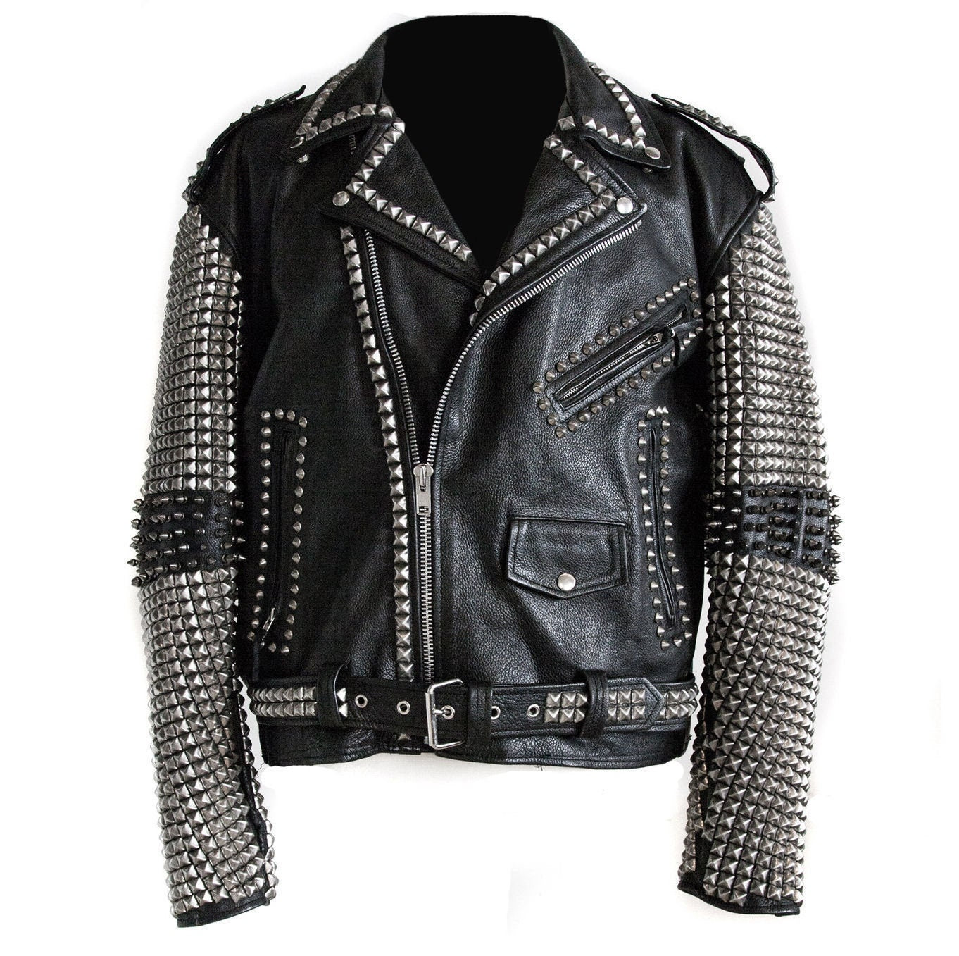 Black Riot Forge Studded Leather Biker Jacket