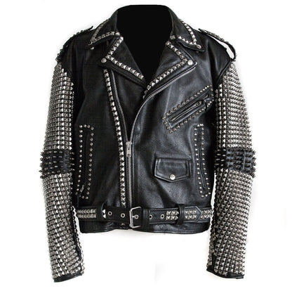 Black Riot Forge Studded Leather Biker Jacket