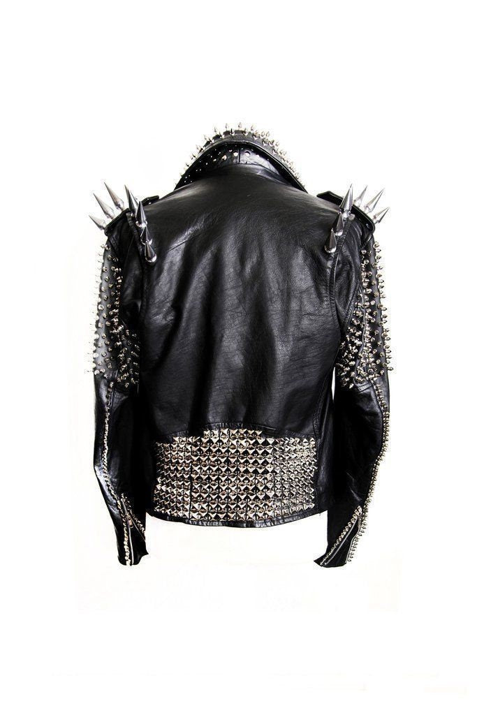 Long-Spiked Punk Biker Jacket