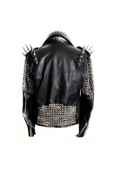 Long-Spiked Punk Biker Jacket