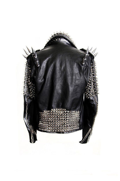 Long-Spiked Punk Biker Jacket