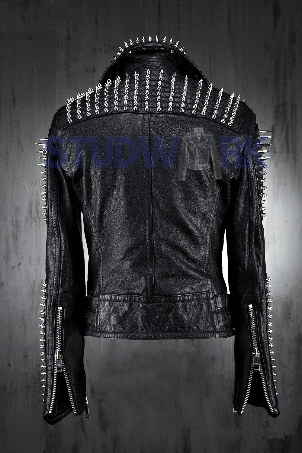 Silver Spike Shoulder Studded Button Jacket