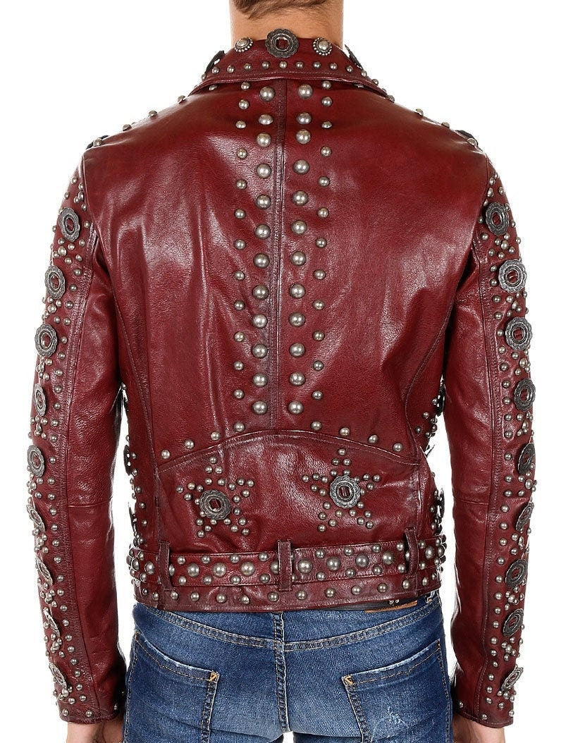 Rocker Gunmetal Studded Leather Jacket