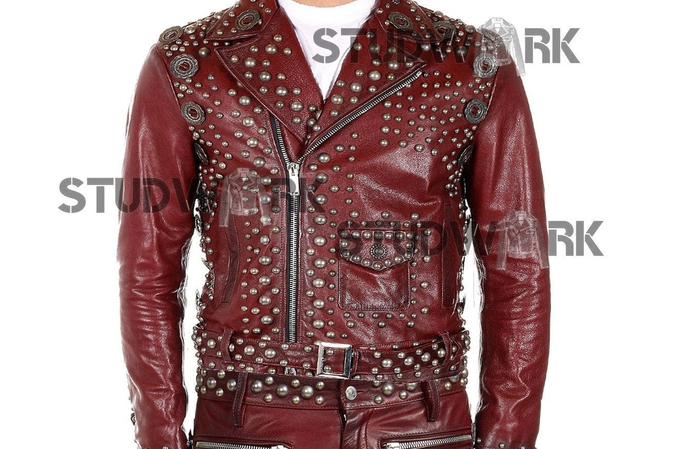 Rocker Gunmetal Studded Leather Jacket