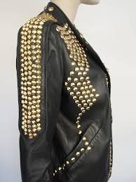 Golden Studded Leather Jacket