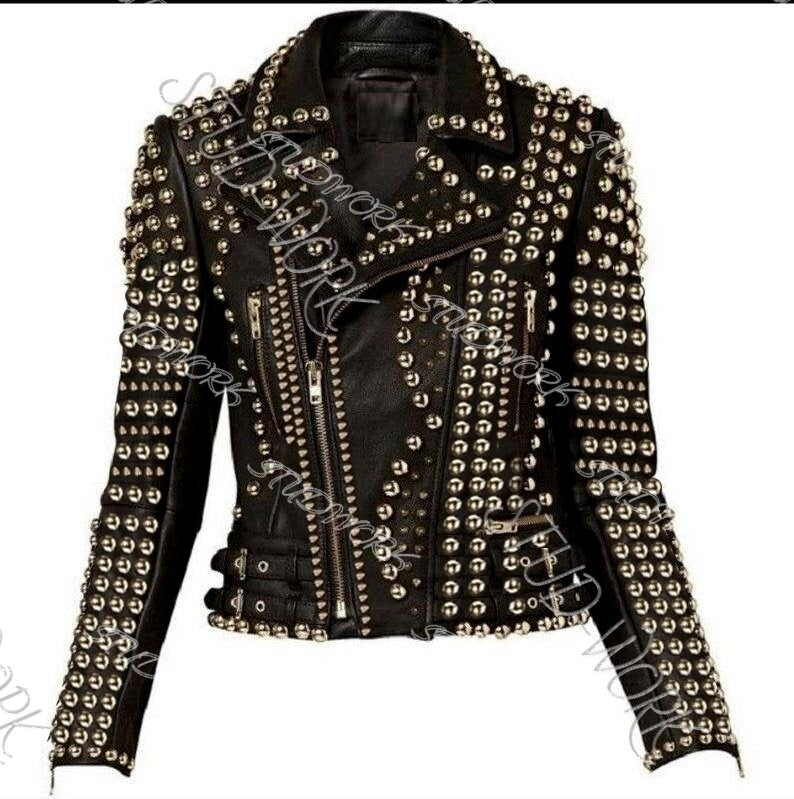 Obsidian Siren Spiked Punk Biker Leather Jacket