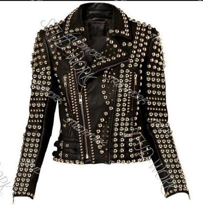Obsidian Siren Spiked Punk Biker Leather Jacket