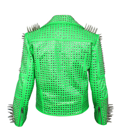 Men Green Studded Jacket