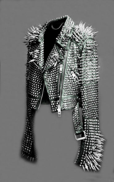 Iron Alchemy Spiked Leather Biker Jacket