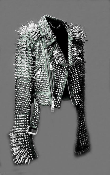 Iron Alchemy Spiked Leather Biker Jacket