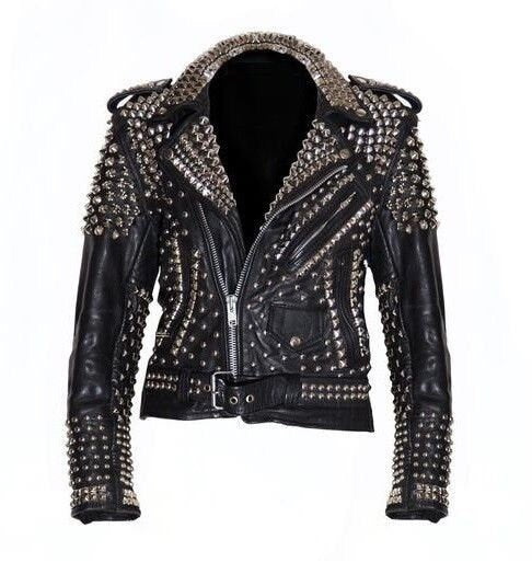 Black Ignition Spiked Brando Leather Jacket