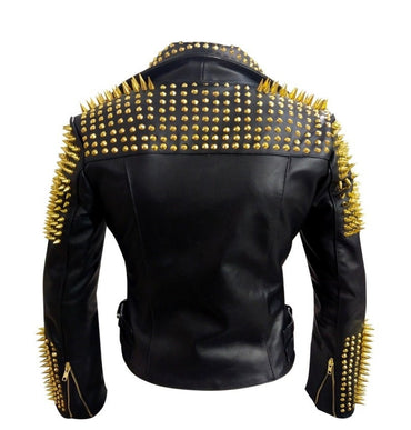 Gilded Rebellion Bomber Studded Leather Jacket