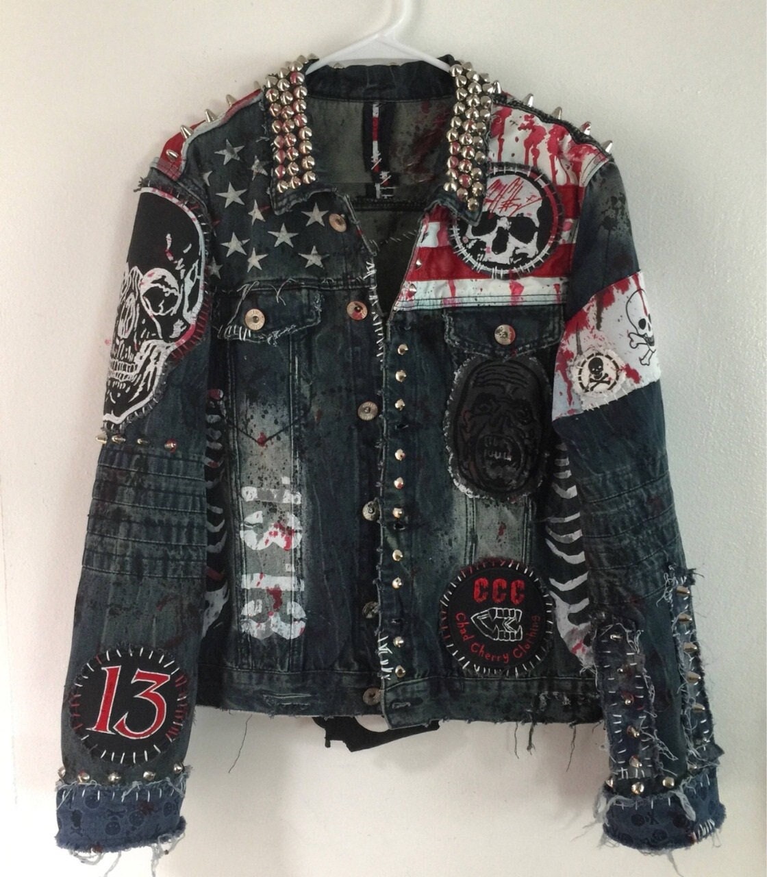 Denim Gothic Punk Studded Jacket