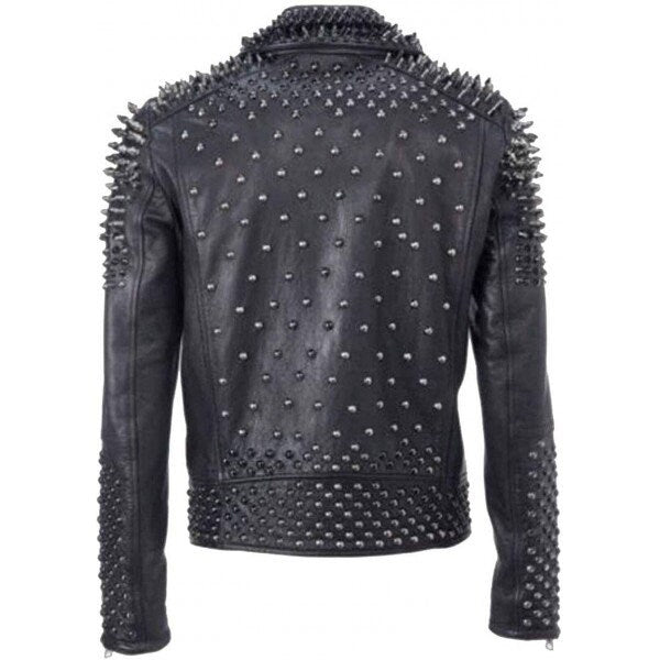 Gothic Rock Spiked Studded Biker Leather Jacket