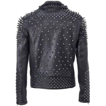 Gothic Rock Spiked Studded Biker Leather Jacket