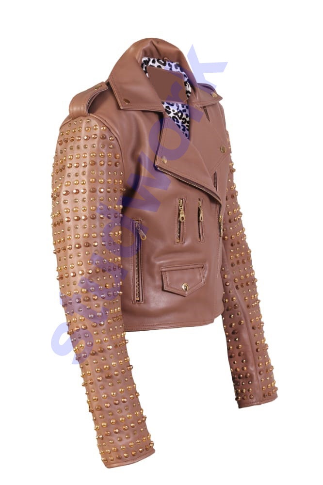 Biker's Golden Studs Shoulder Jacket