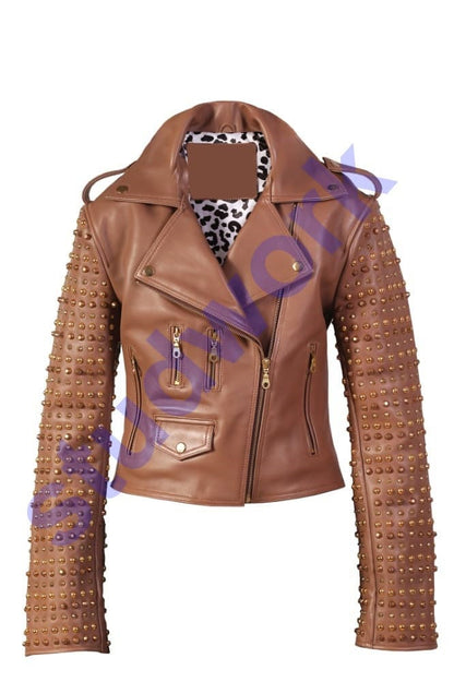 Biker's Golden Studs Shoulder Jacket