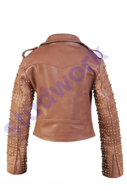 Biker's Golden Studs Shoulder Jacket
