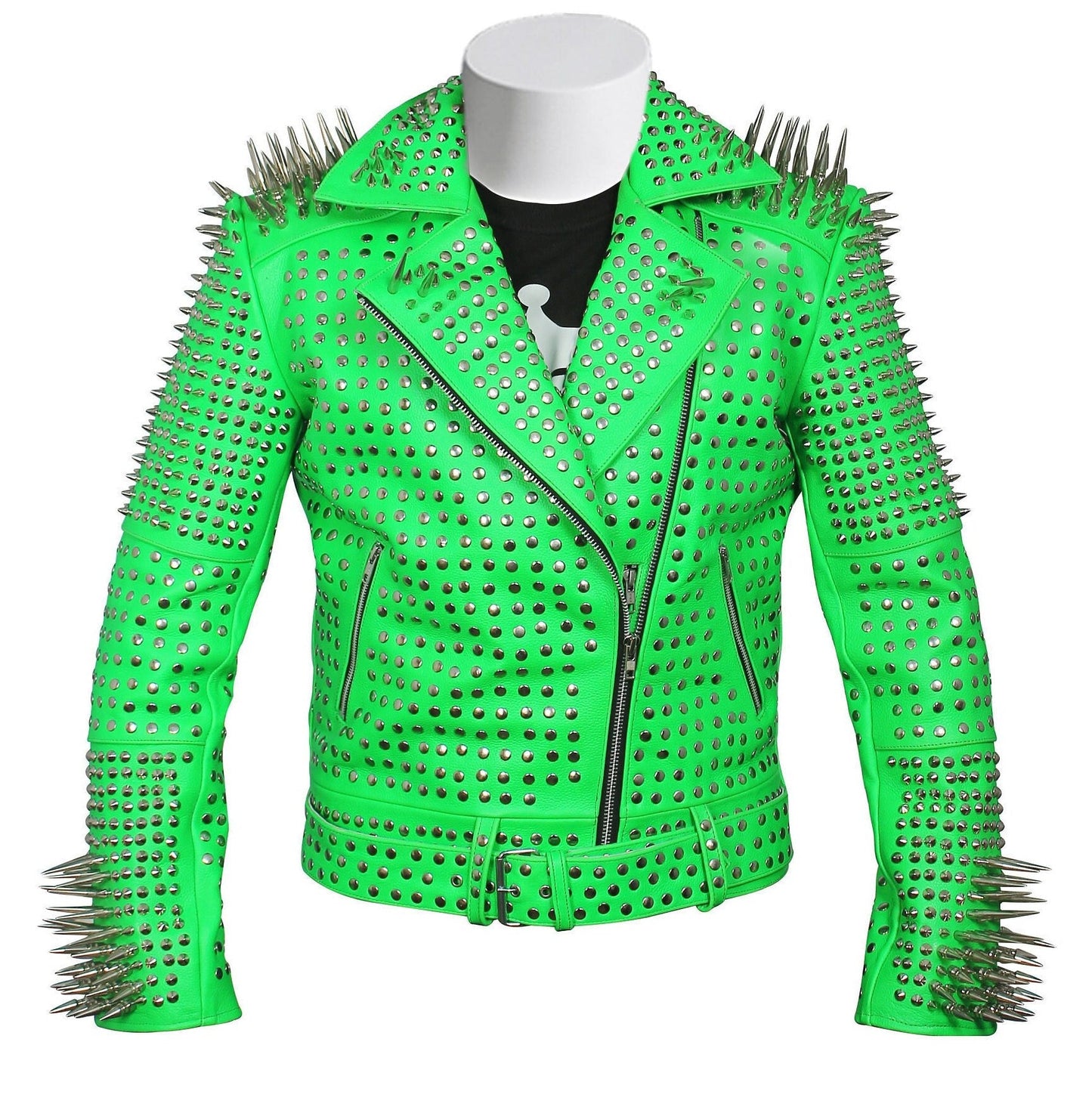Men Green Studded Jacket