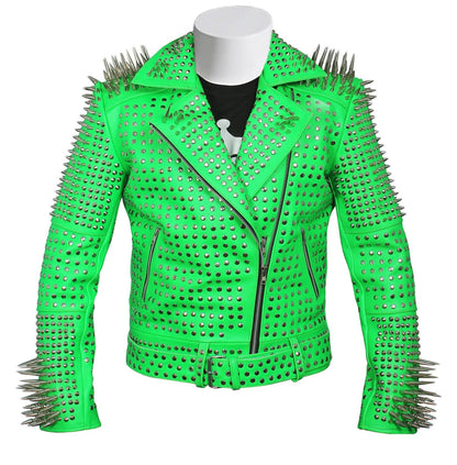 Men Green Studded Jacket