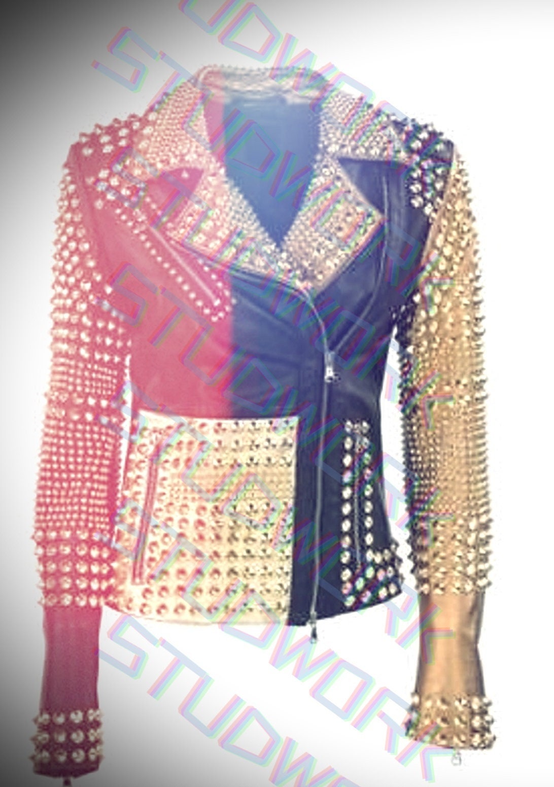Golden Studded Brando Biker Punk Jacket