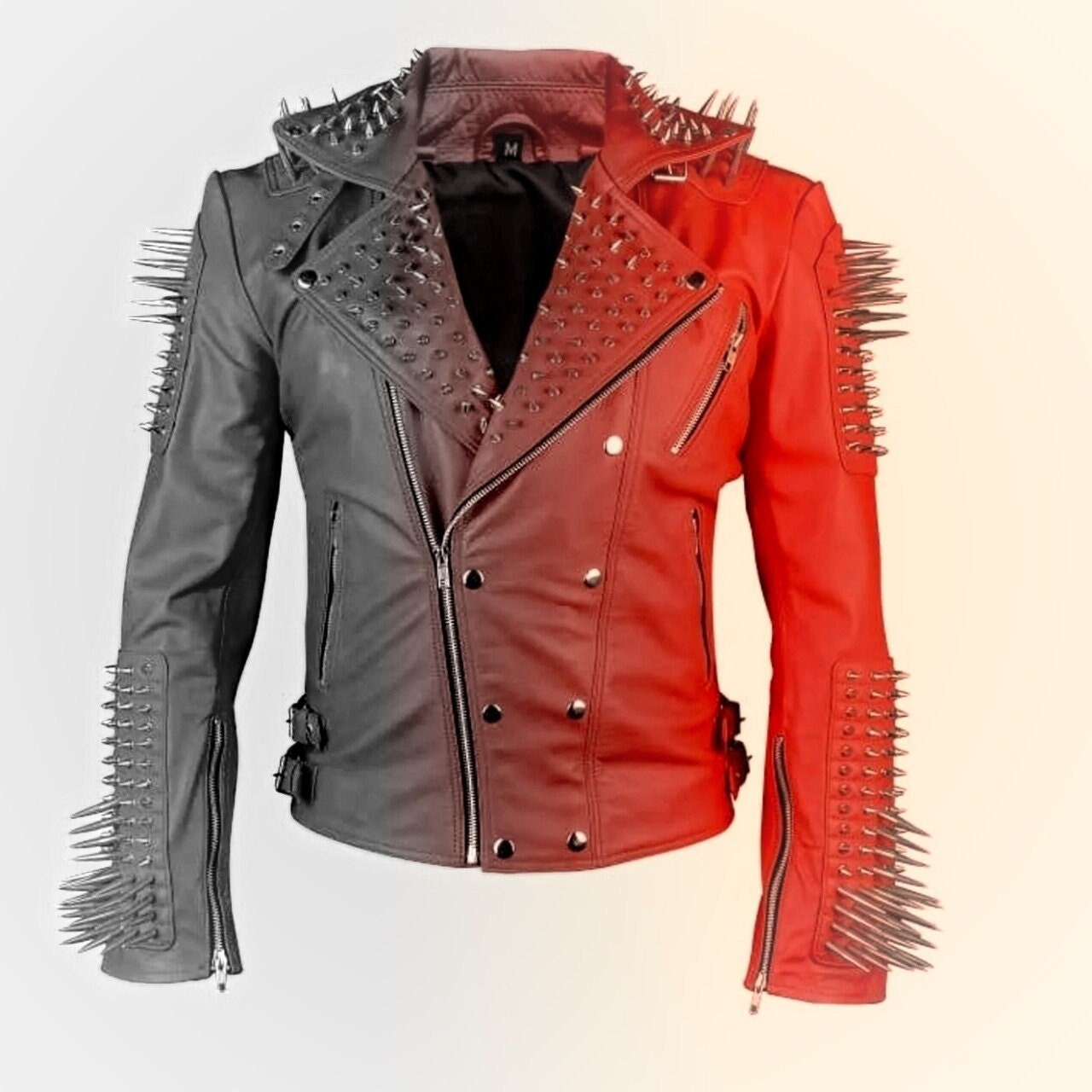 Red Spiked Leather