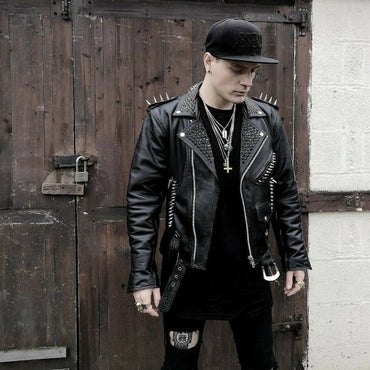 Brando Pin Spiked Studded Shoulder Epaulettes Jacket