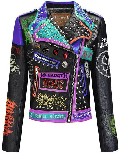 Handcrafted punk rock leather jacket