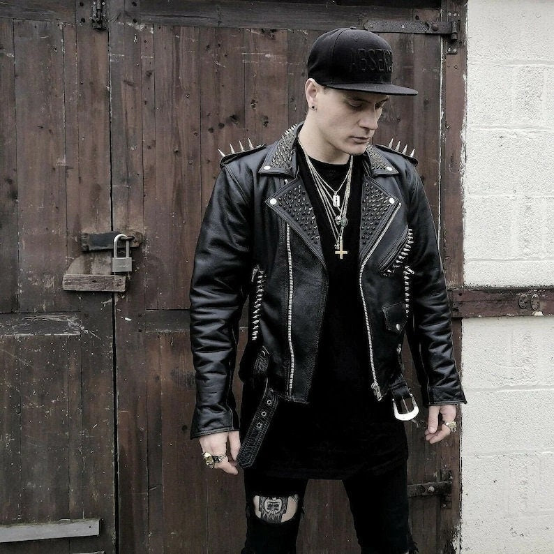 Brando Pin Spiked Studded Shoulder Epaulettes Jacket
