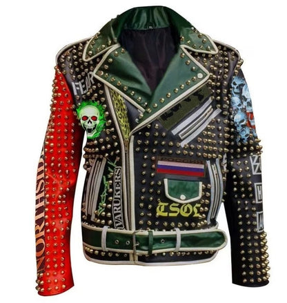 Burning Revenant Studded Patchwork Brando Punk Jacket