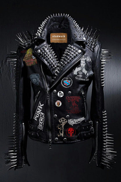 Vampira Spiked Punk Rock Biker Jacket
